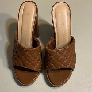 Wild Diva Quilted Tan Slide Mules